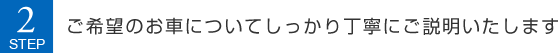 STEP2 ご希望のお車についてしっかり丁寧にご説明いたします